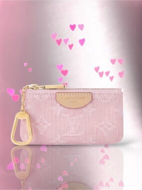 🆕🩷LOUIS VUITTON Monogram Key Pouch Wallet Gold-Tone Hardware • PINK DENIM • NWT